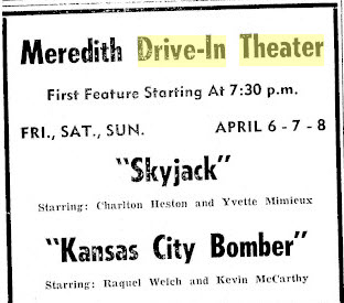 Meredith Drive-In Theatre - 5 April 1973 Ad (newer photo)
